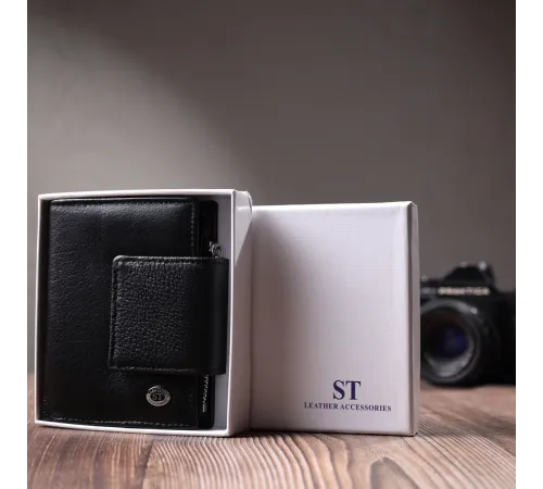 Вертикальний гаманець для жінок із натуральної шкіри ST Leather 22703 Чорний