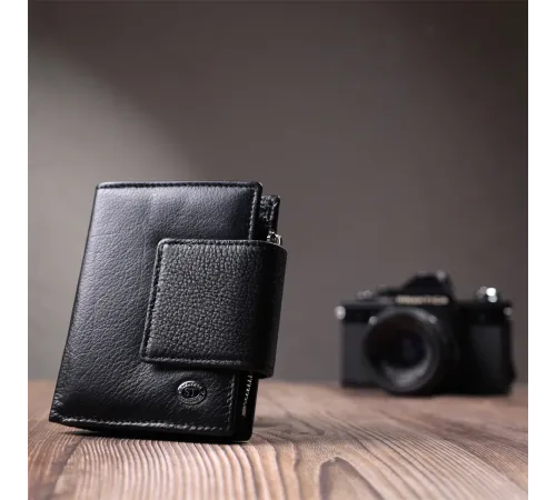 Вертикальний гаманець для жінок із натуральної шкіри ST Leather 22703 Чорний