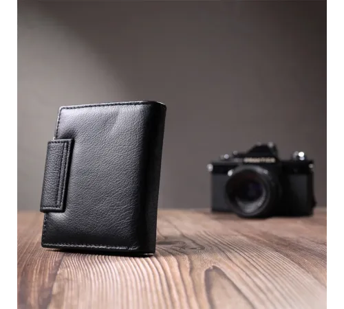 Вертикальний гаманець для жінок із натуральної шкіри ST Leather 22703 Чорний