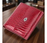 Фактурний жіночий гаманець із натуральної шкіри ST Leather 22705 Червоний