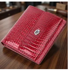 Фактурний жіночий гаманець із натуральної шкіри ST Leather 22705 Червоний