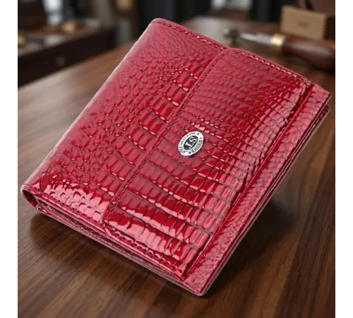 Фактурний жіночий гаманець із натуральної шкіри ST Leather 22705 Червоний