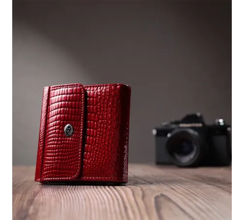 Фактурний жіночий гаманець із натуральної шкіри ST Leather 22705 Червоний