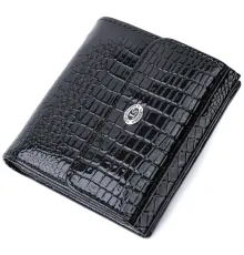 Жіночий фактурний гаманець із натуральної шкіри ST Leather 22706 Чорний
