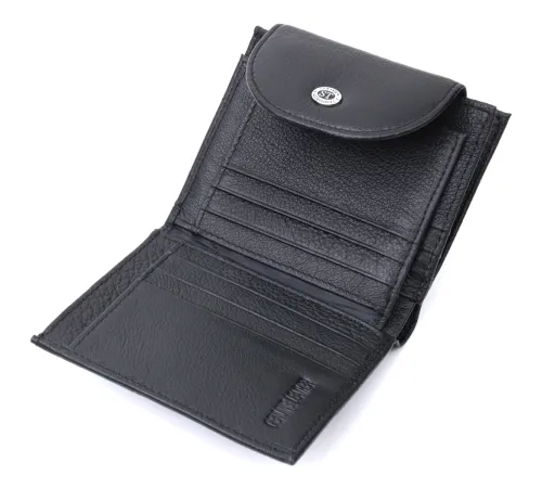 Зручний жіночий гаманець із монетницею із натуральної шкіри ST Leather 22711 Чорний