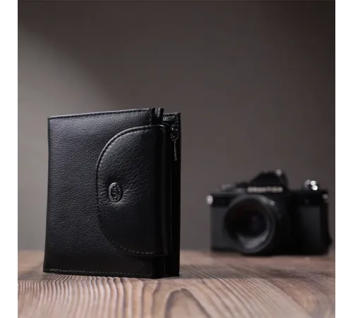 Зручний жіночий гаманець із монетницею із натуральної шкіри ST Leather 22711 Чорний