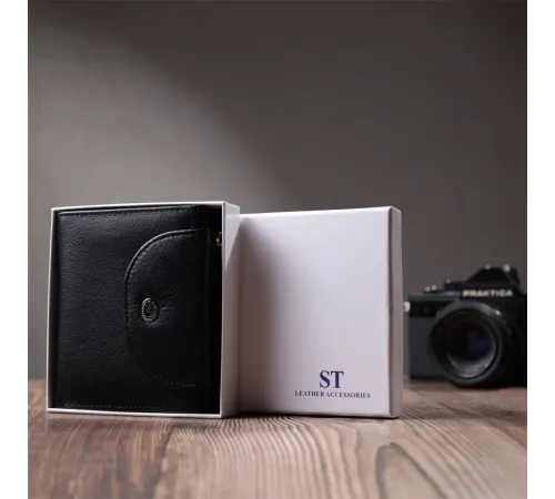 Зручний жіночий гаманець із монетницею із натуральної шкіри ST Leather 22711 Чорний