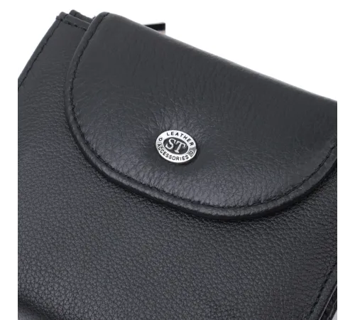 Зручний жіночий гаманець із монетницею із натуральної шкіри ST Leather 22711 Чорний