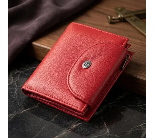 Яскравий жіночий гаманець із монетницею з натуральної шкіри ST Leather 22712 Червоний