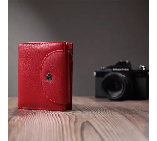 Яскравий жіночий гаманець із монетницею з натуральної шкіри ST Leather 22712 Червоний
