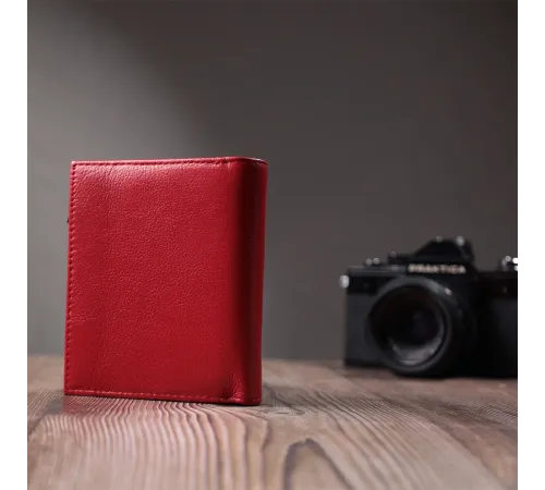 Яскравий жіночий гаманець із монетницею з натуральної шкіри ST Leather 22712 Червоний