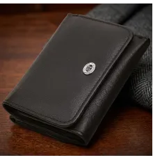 Гаманець для жінок з натуральної шкіри горизонтального формату ST Leather 22722 Чорний