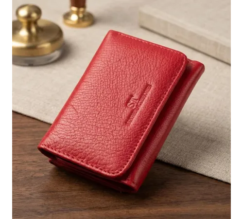 Жіноче портмоне з монетницею із натуральної шкіри ST Leather 22727 Червоний