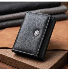 Невелике жіноче портмоне з монетницею з натуральної шкіри ST Leather 22730 Чорний