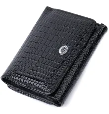 Жіночий стильний гаманець із фактурної натуральної шкіри ST Leather 22732 Чорний