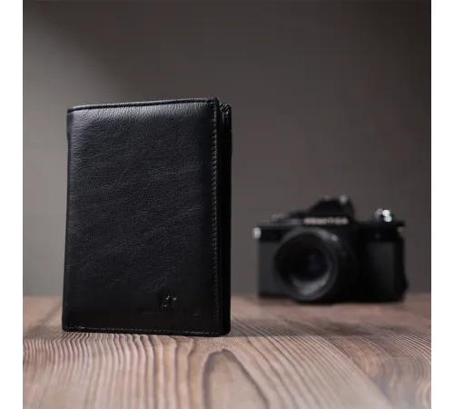 Чоловіче шкіряне портмоне для карток купюр та монет ST Leather 22733 Чорне