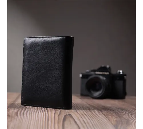 Чоловіче шкіряне портмоне для карток купюр та монет ST Leather 22733 Чорне