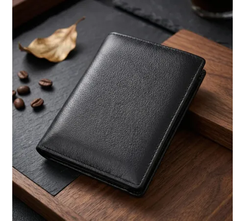 Чоловіче шкіряне портмоне для карток купюр та монет ST Leather 22733 Чорне