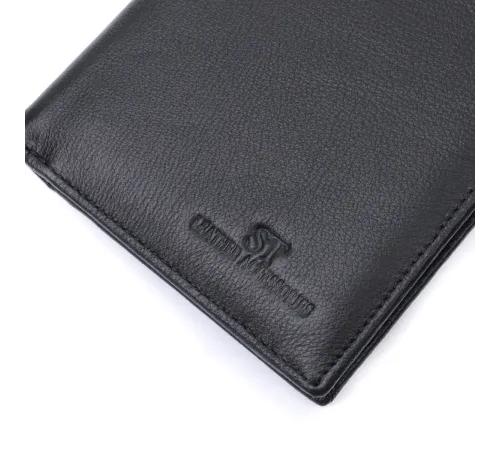 Чоловіче шкіряне портмоне для карток купюр та монет ST Leather 22733 Чорне
