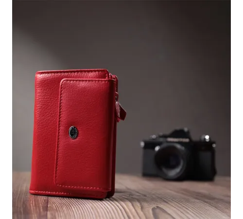 Ідеальний гаманець з монетницею із натуральної шкіри ST Leather 22739 Червоний