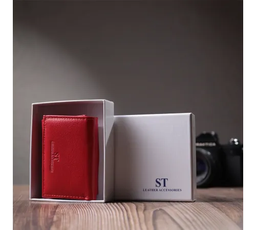 Маленький зручний гаманець з монетницею із натуральної шкіри ST Leather 22741 Червоний