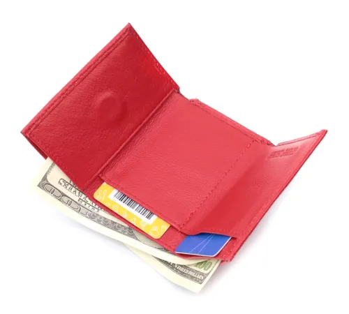 Маленький зручний гаманець з монетницею із натуральної шкіри ST Leather 22741 Червоний
