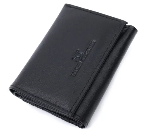 Зручний компактний гаманець з монетницею із натуральної шкіри ST Leather 22742 Чорний