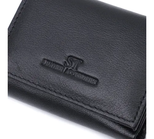 Зручний компактний гаманець з монетницею із натуральної шкіри ST Leather 22742 Чорний