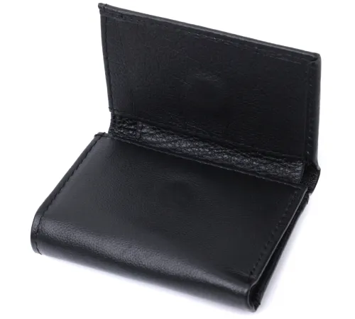 Зручний компактний гаманець з монетницею із натуральної шкіри ST Leather 22742 Чорний