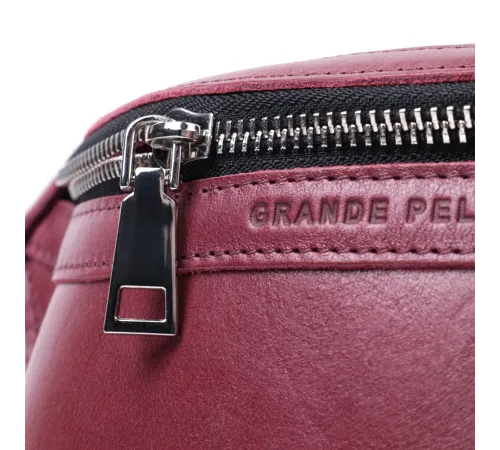 Красива бананка для жінок з натуральної шкіри GRANDE PELLE 22815 Рожевий