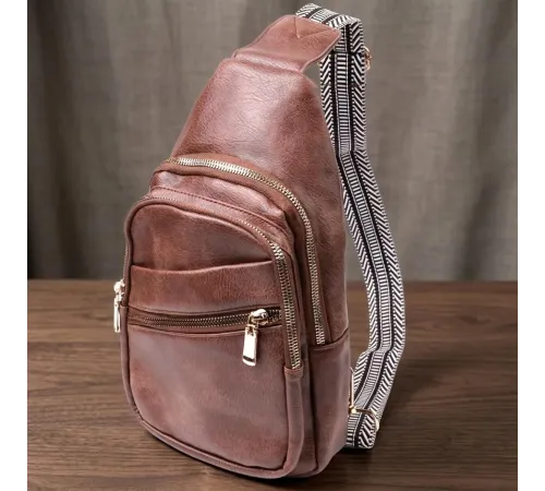 Модна жіноча сумка з однією лямкою через плече з екошкіри Vintage 22760 Коричневий