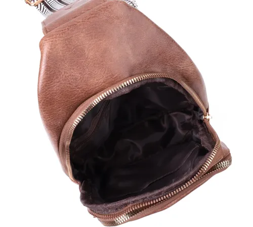 Модна жіноча сумка з однією лямкою через плече з екошкіри Vintage 22760 Коричневий