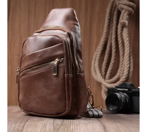 Модна жіноча сумка з однією лямкою через плече з екошкіри Vintage 22760 Коричневий