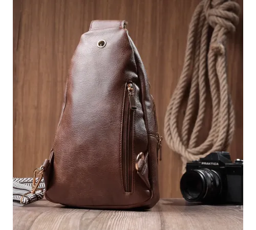 Модна жіноча сумка з однією лямкою через плече з екошкіри Vintage 22760 Коричневий