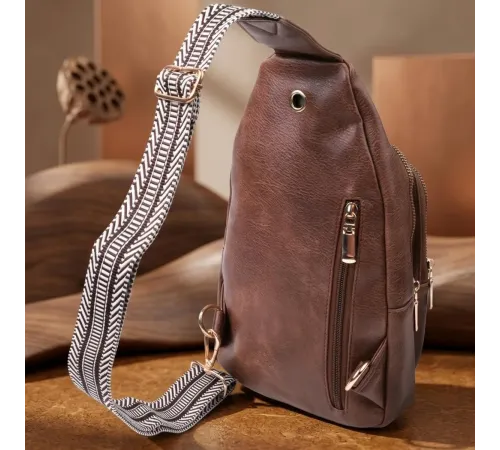 Модна жіноча сумка з однією лямкою через плече з екошкіри Vintage 22760 Коричневий