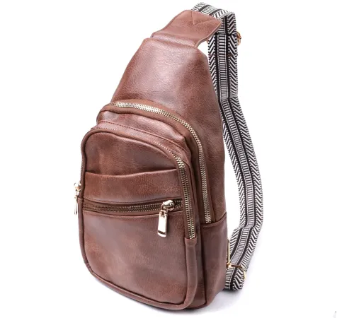 Модна жіноча сумка з однією лямкою через плече з екошкіри Vintage 22760 Коричневий