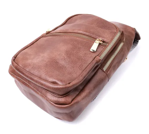 Модна жіноча сумка з однією лямкою через плече з екошкіри Vintage 22760 Коричневий