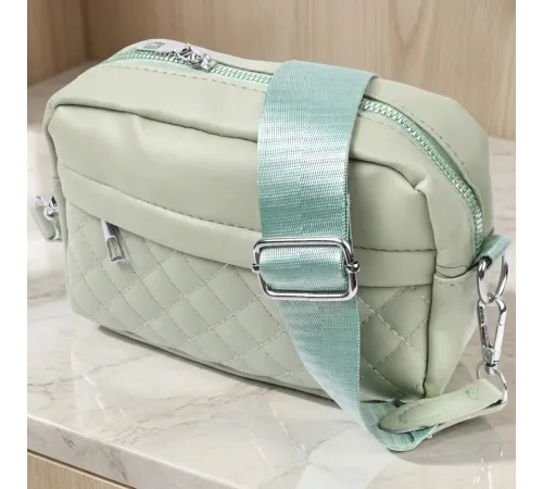 Стильна жіноча сумка крос-боді з монетницею з екошкіри Vintage 22797 Фісташковий