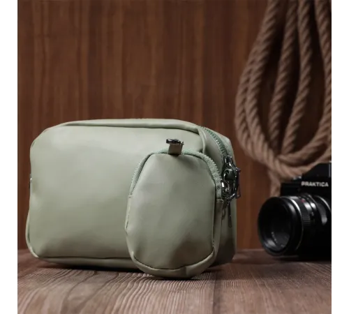 Стильна жіноча сумка крос-боді з монетницею з екошкіри Vintage 22797 Фісташковий