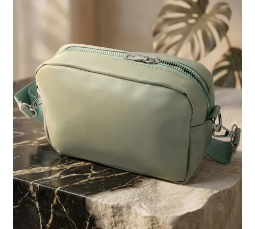 Стильна жіноча сумка крос-боді з монетницею з екошкіри Vintage 22797 Фісташковий