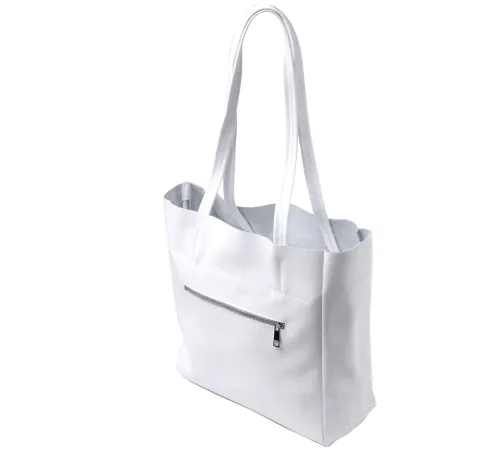 Практична сумка-шоппер із натуральної шкіри Shvigel 22844 Біла