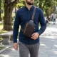 Чоловіча прямокутна сумка бананка з гладкої натуральної шкіри GRANDE PELLE 22880 Коричневий