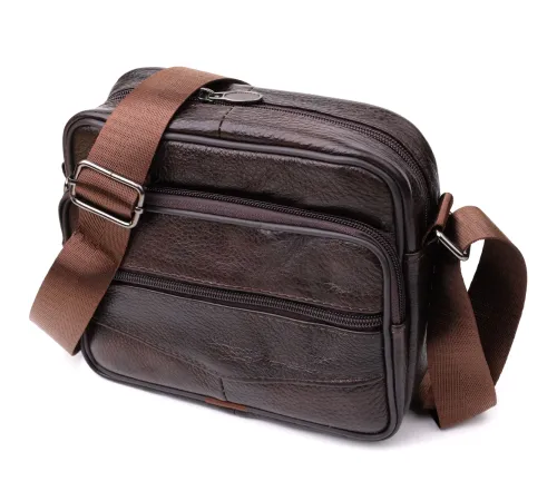 Горизонтальна зручна сумка з ручкою для чоловіків з натуральної шкіри Vintage 22940 Коричневий