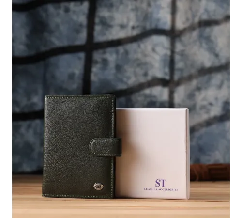Оригінальна обкладинка на документи унісекс із натуральної шкіри ST Leather 23119 Зелений