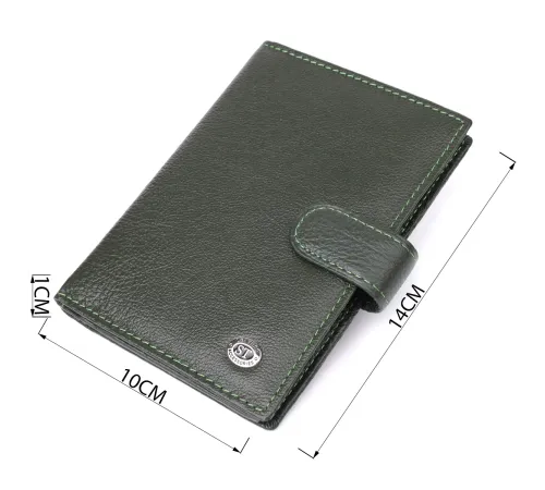 Оригінальна обкладинка на документи унісекс із натуральної шкіри ST Leather 23119 Зелений