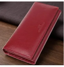 Елегантний гаманець у два складення з натуральної шкіри ST Leather 23065 Бордовий