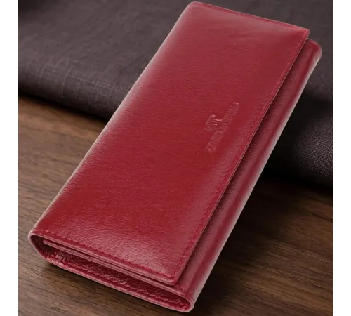 Елегантний гаманець у два складення з натуральної шкіри ST Leather 23065 Бордовий