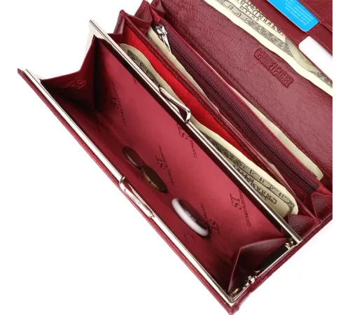Елегантний гаманець у два складення з натуральної шкіри ST Leather 23065 Бордовий