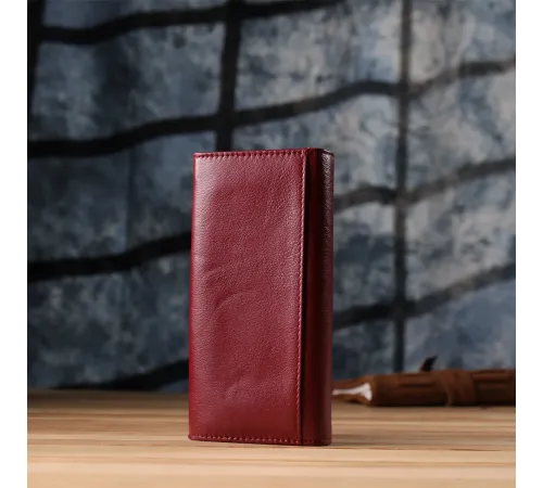 Елегантний гаманець у два складення з натуральної шкіри ST Leather 23065 Бордовий