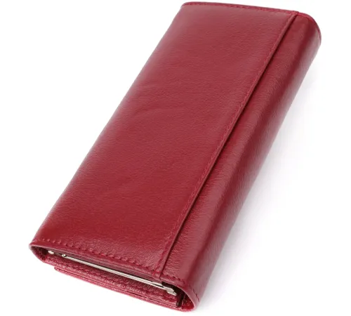 Елегантний гаманець у два складення з натуральної шкіри ST Leather 23065 Бордовий